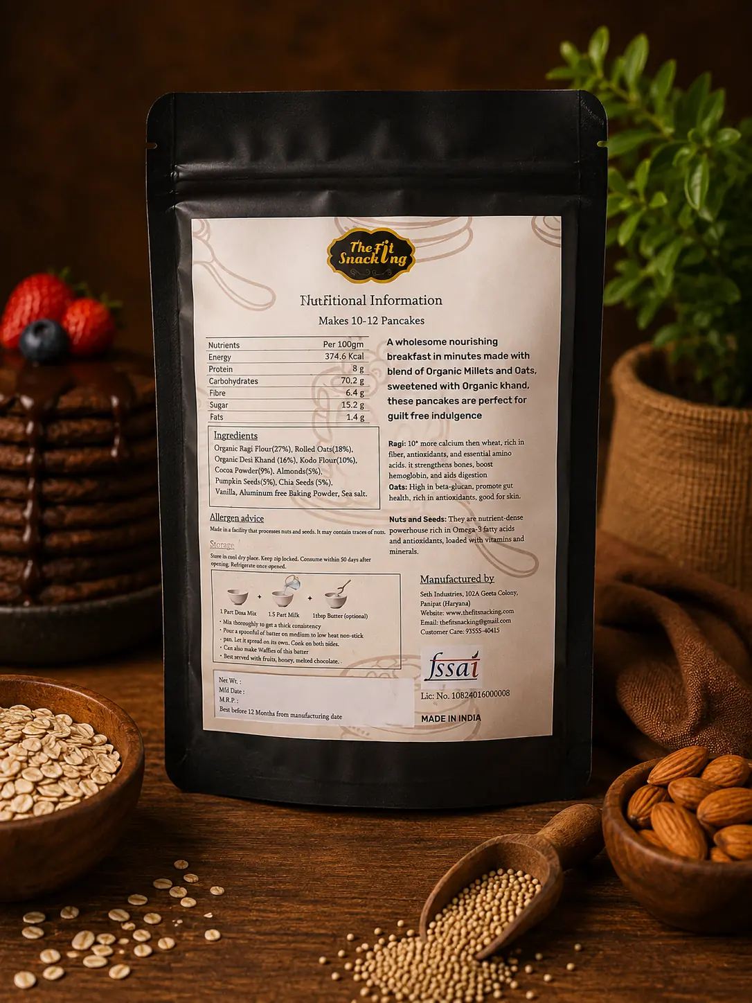 Ragi Chocolate Pancake Mix (Gluten-free | Source of Omega-3) - Image 2