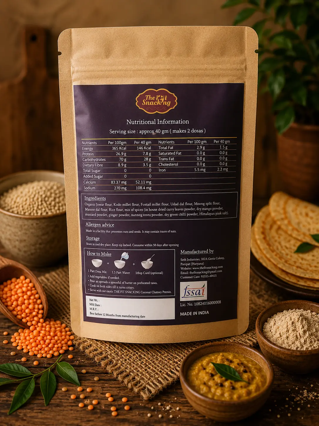 Jowar & Lentils Dosa/Chilla Mix | 11g Protein | Diabetic-friendly | Gluten-free - Image 2