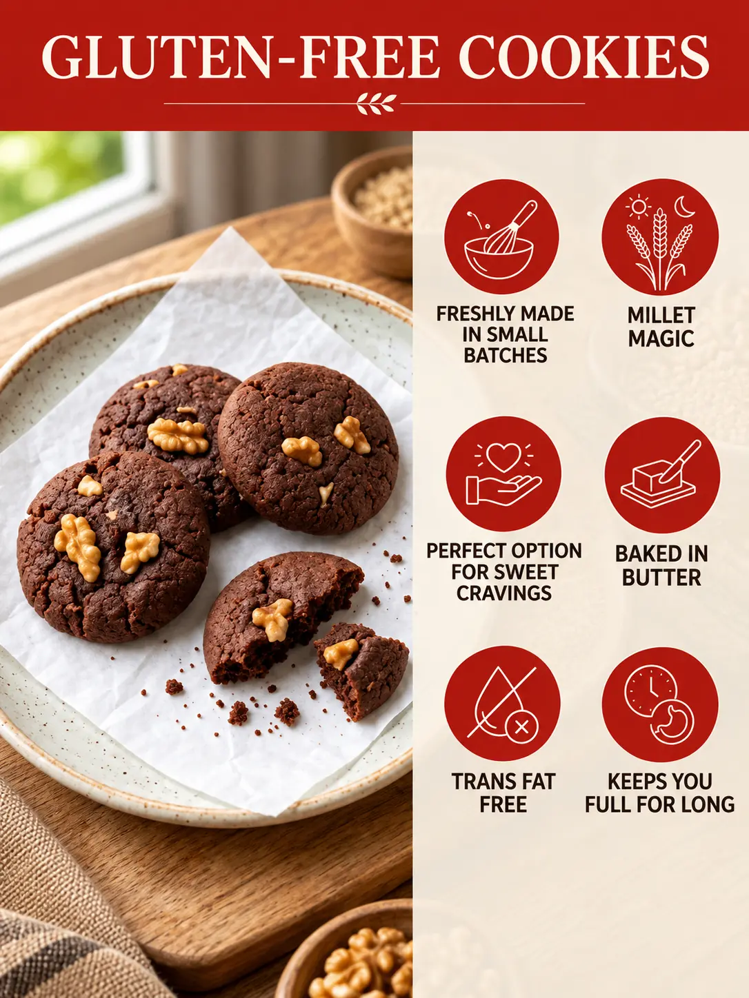 BUTTER COOKIES – Ragi Walnut Choco Cookies (Gluten-Free, No Maida) - Image 2