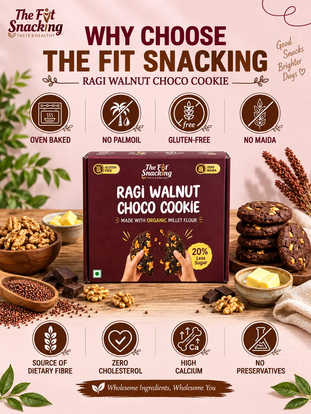 BUTTER COOKIES – Ragi Walnut Choco Cookies (Gluten-Free, No Maida) - Image 3