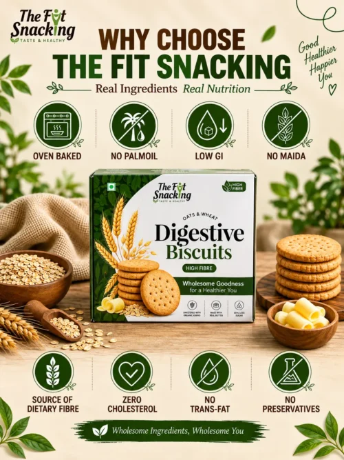 OATS & WHEAT DIGESTIVE BISCUITS (No Maida | No PalmOil | High Fiber)